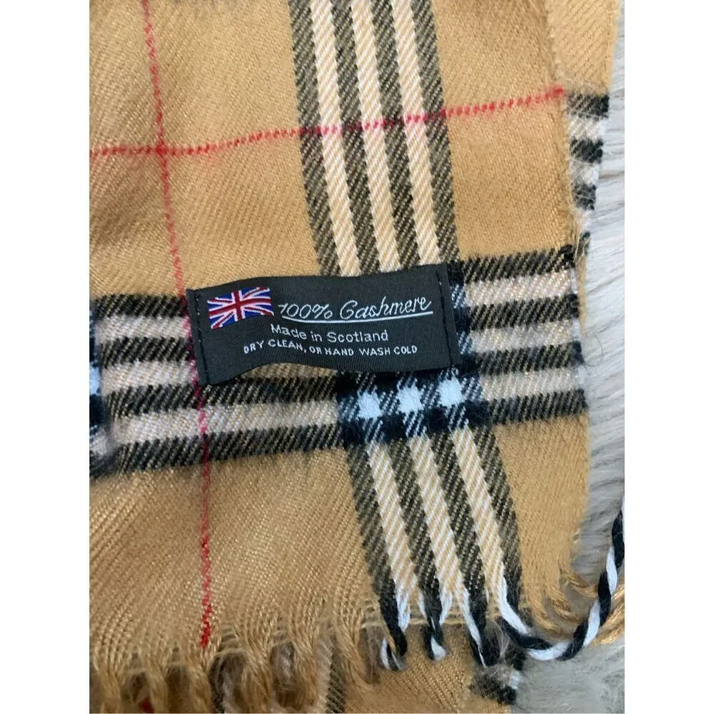 Brown Red Black Plaid Style Cashmere Scarf